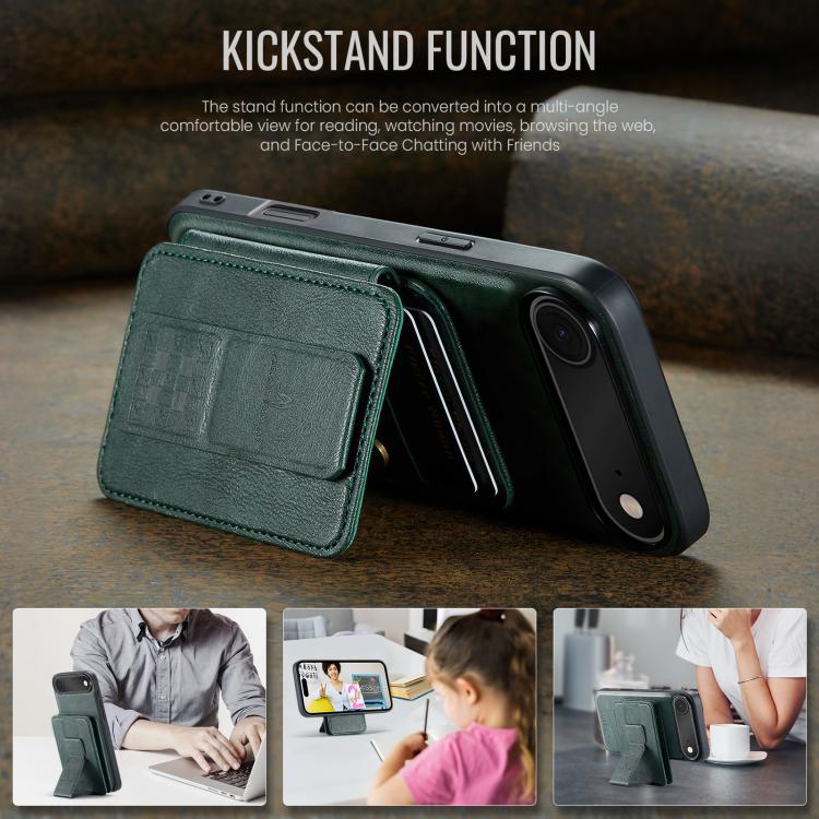 For iPhone Air Fierre Shann Oil Wax Cow Leather Card Holder Back Phone Case(Green) - iPhone Air Cases by FIERRE SHANN | Online Shopping UK | buy2fix