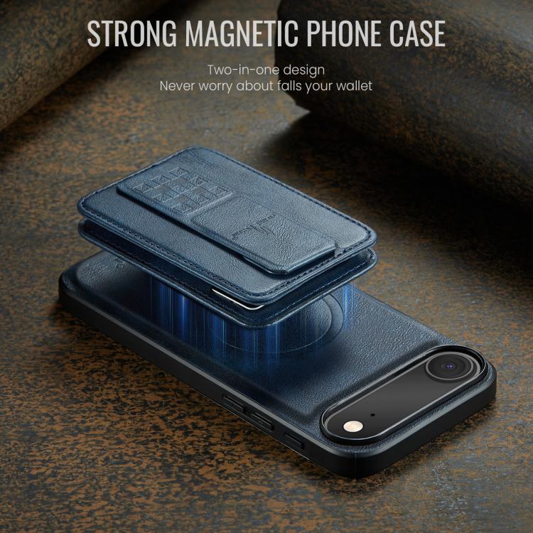 For iPhone 17 Air Fierre Shann Oil Wax Cow Leather Card Holder Back Phone Case(Blue) - iPhone 17 Air Cases by FIERRE SHANN | Online Shopping UK | buy2fix