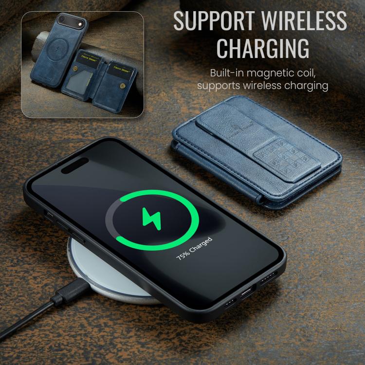 For iPhone 17 Air Fierre Shann Oil Wax Cow Leather Card Holder Back Phone Case(Blue) - iPhone 17 Air Cases by FIERRE SHANN | Online Shopping UK | buy2fix