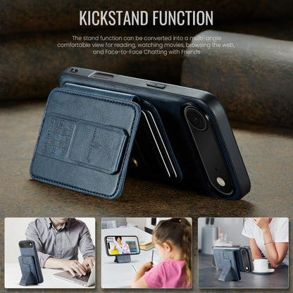 For iPhone 17 Air Fierre Shann Oil Wax Cow Leather Card Holder Back Phone Case(Blue) - iPhone 17 Air Cases by FIERRE SHANN | Online Shopping UK | buy2fix