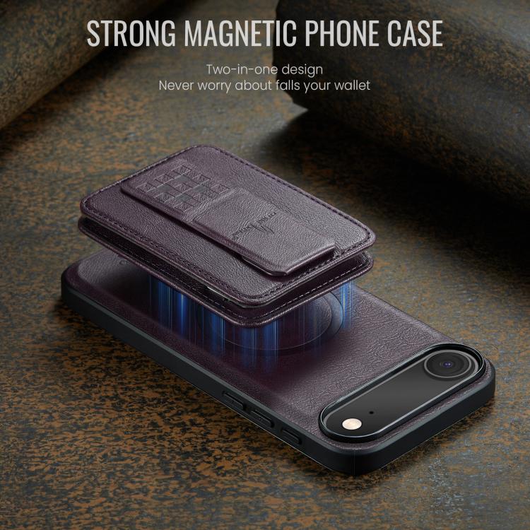 For iPhone Air Fierre Shann Oil Wax Cow Leather Card Holder Back Phone Case(Purple) - iPhone Air Cases by FIERRE SHANN | Online Shopping UK | buy2fix