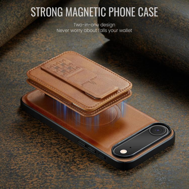 For iPhone 17 Air Fierre Shann Oil Wax Cow Leather Card Holder Back Phone Case(Brown) - iPhone 17 Air Cases by FIERRE SHANN | Online Shopping UK | buy2fix