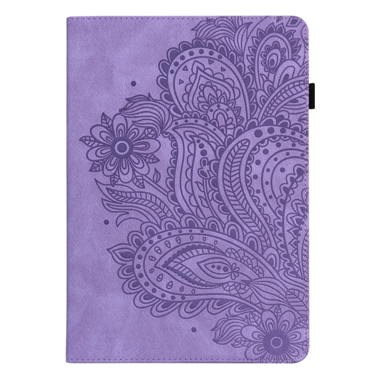 For Lenovo Tab M11 / Xiaoxin Pad 11 2024 Peacock Embossed Pattern Leather Tablet Case(Purple) by buy2fix