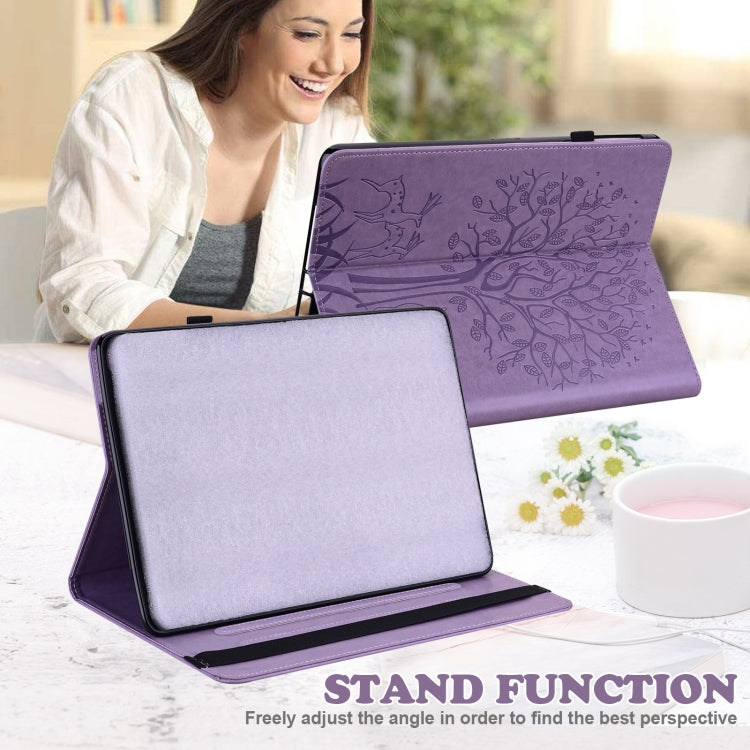 For Lenovo Tab M11 / Xiaoxin Pad 11 2024 Tree & Deer Embossed Leather Tablet Case(Purple) - Lenovo by buy2fix | Online Shopping UK | buy2fix