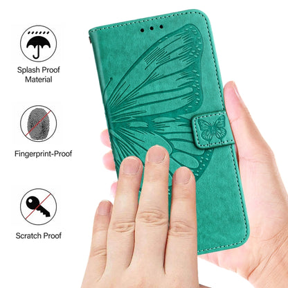 For Google Pixel 9 Pro XL Embossed Butterfly Leather Phone Case(Green) - Google Cases by buy2fix | Online Shopping UK | buy2fix