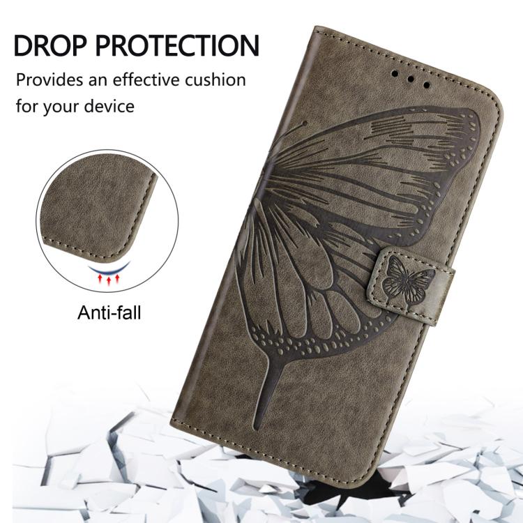 For Google Pixel 10 Pro XL Embossed Butterfly Leather Phone Case(Grey) - Google Cases by buy2fix | Online Shopping UK | buy2fix