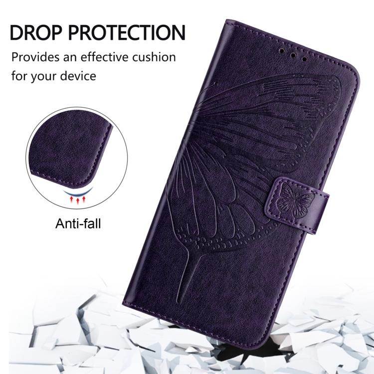 For Google Pixel 10 Pro XL Embossed Butterfly Leather Phone Case(Dark Purple) - Google Cases by buy2fix | Online Shopping UK | buy2fix