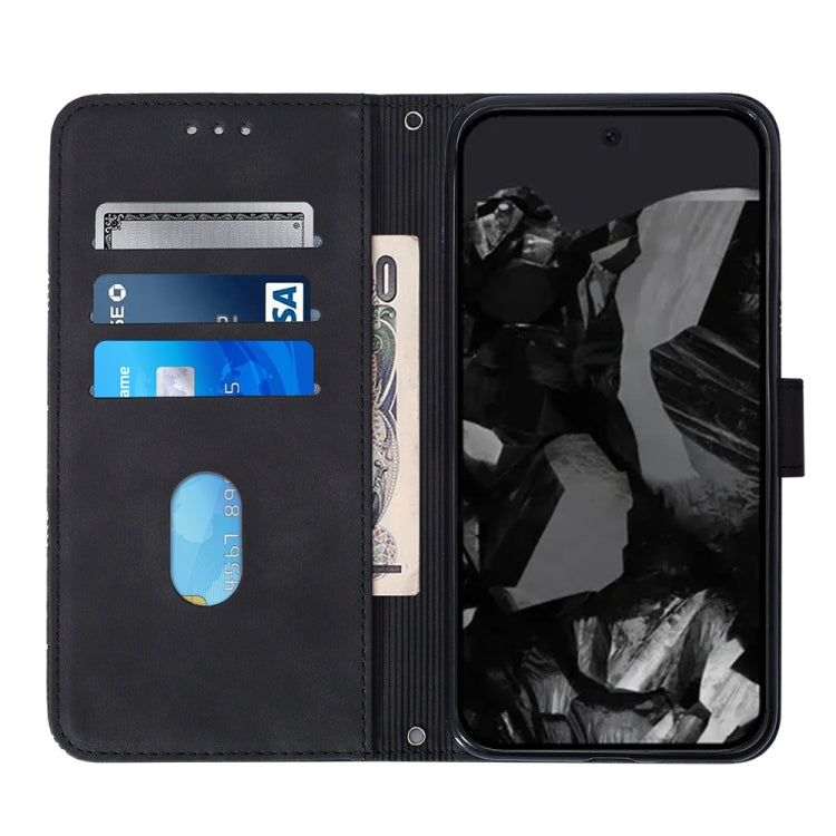 For Google Pixel 9 Pro Crossbody 3D Embossed Flip Leather Phone Case(Black) - Google Cases by buy2fix | Online Shopping UK | buy2fix