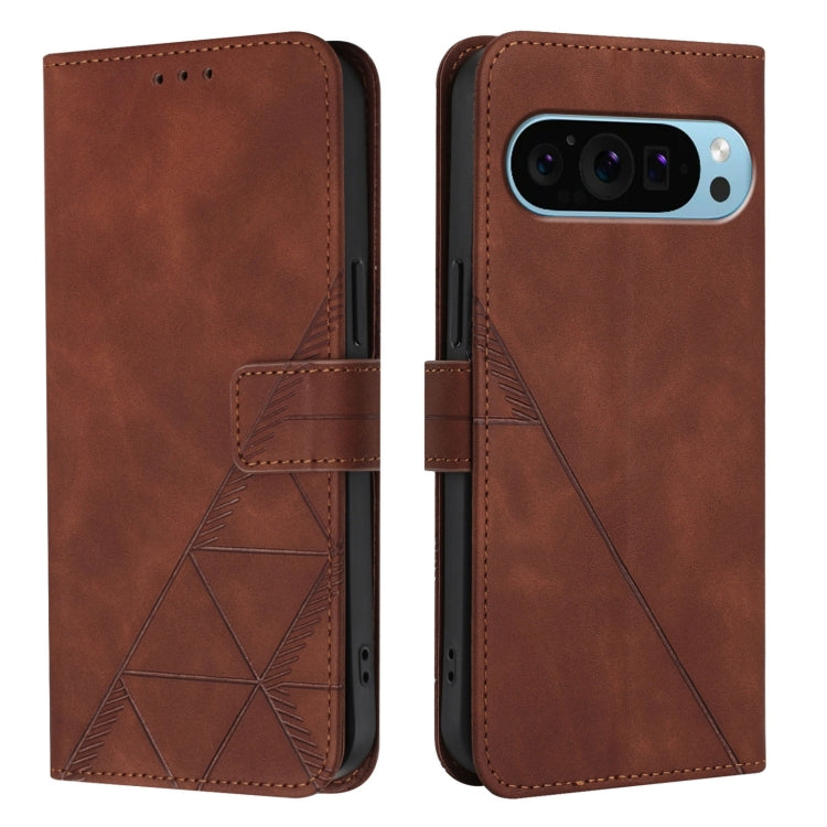 For Google Pixel 9 Pro XL Crossbody 3D Embossed Flip Leather Phone Case(Brown) - Google Cases by buy2fix | Online Shopping UK | buy2fix