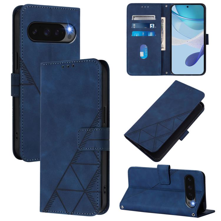 For Google Pixel 10 Pro XL Crossbody 3D Embossed Flip Leather Phone Case(Blue) - Google Cases by buy2fix | Online Shopping UK | buy2fix