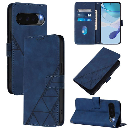 For Google Pixel 10 Pro XL Crossbody 3D Embossed Flip Leather Phone Case(Blue) - Google Cases by buy2fix | Online Shopping UK | buy2fix