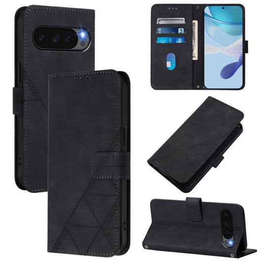 For Google Pixel 10 Pro XL Crossbody 3D Embossed Flip Leather Phone Case(Black) - Google Cases by buy2fix | Online Shopping UK | buy2fix