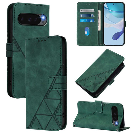 For Google Pixel 10 Pro XL Crossbody 3D Embossed Flip Leather Phone Case(Dark Green) - Google Cases by buy2fix | Online Shopping UK | buy2fix