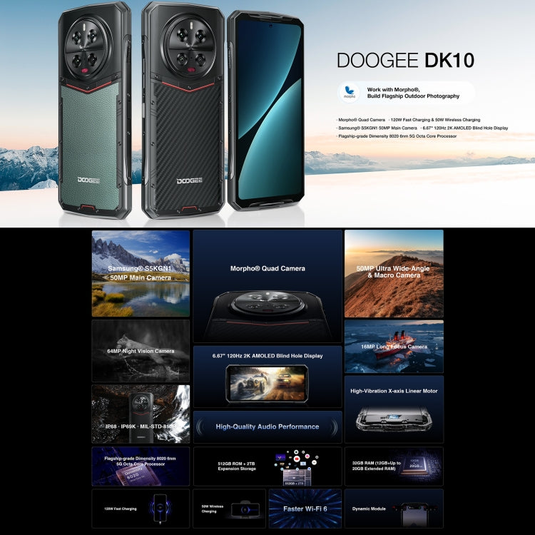 [HK Warehouse] DOOGEE DK10 5G, 12GB+512GB, Quad Cameras, Side Fingerprint, 6.67 inch Android 13 Dimensity 8020 Octa Core 2.6GHz, Network: 5G, OTG, NFC, Support Google Pay(Emerald Green) - DOOGEE by DOOGEE | Online Shopping UK | buy2fix