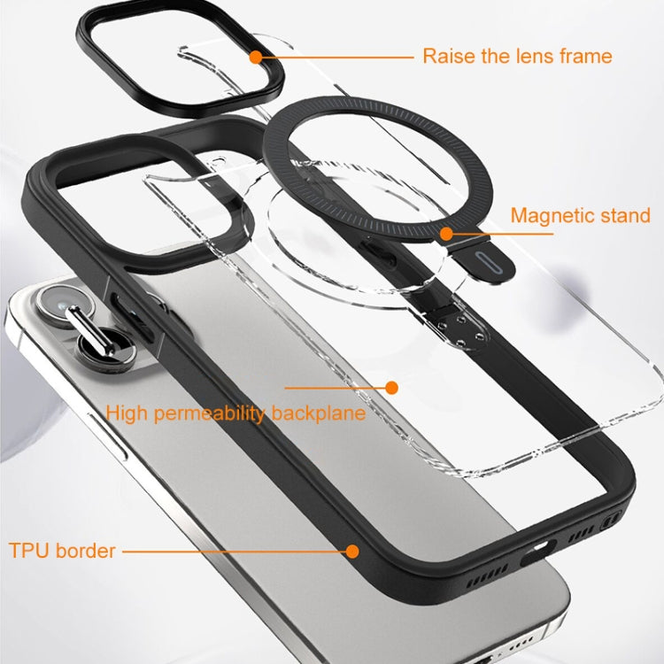 For iPhone 13 Pro Max Shield Armor MagSafe Holder Phone Case(Black) by buy2fix