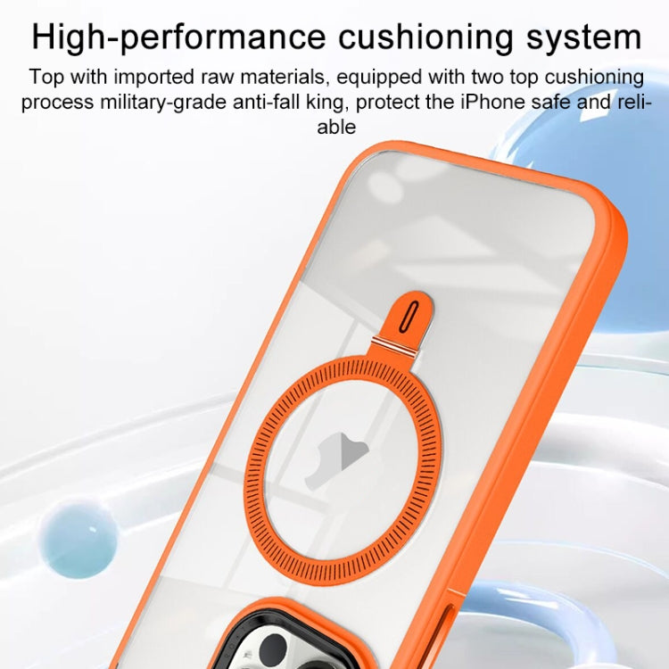 For iPhone 15 Shield Armor MagSafe Holder Phone Case(Orange) - iPhone 15 Cases by buy2fix | Online Shopping UK | buy2fix