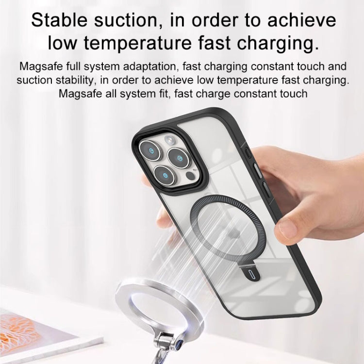 For iPhone 14 Pro Max Shield Armor MagSafe Holder Phone Case(Grey) - iPhone 14 Pro Max Cases by buy2fix | Online Shopping UK | buy2fix