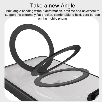 For iPhone 13 Pro Max Shield Armor MagSafe Holder Phone Case(Black) by buy2fix