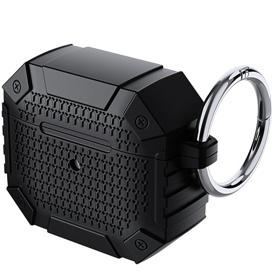 For AirPods 4 Wireless Earphones Shockproof Armor Protective Case(Black) by buy2fix