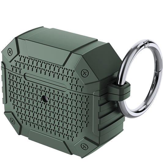 For AirPods 4 Wireless Earphones Shockproof Armor Protective Case(Dark Green) by buy2fix