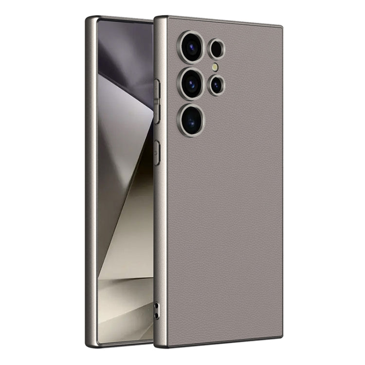 For Samsung Galaxy S24 Ultra 5G GKK Metal Paint Skin Feel Leather Full Coverage Phone Case(Grey) - Galaxy S24 Ultra 5G Cases by GKK | Online Shopping UK | buy2fix