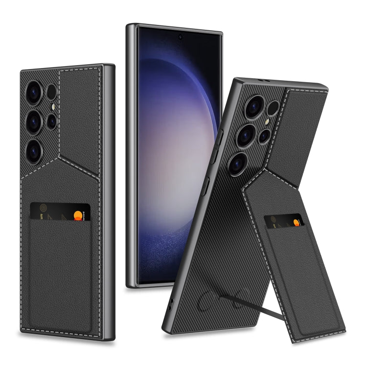 For Samsung Galaxy S23 Ultra 5G GKK Rotor Bracket Recessed Card Bag Full Coverage Phone Case(Black) by GKK