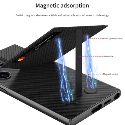 For Samsung Galaxy S23 Ultra 5G GKK Rotor Bracket Recessed Card Bag Full Coverage Phone Case(Black) by GKK