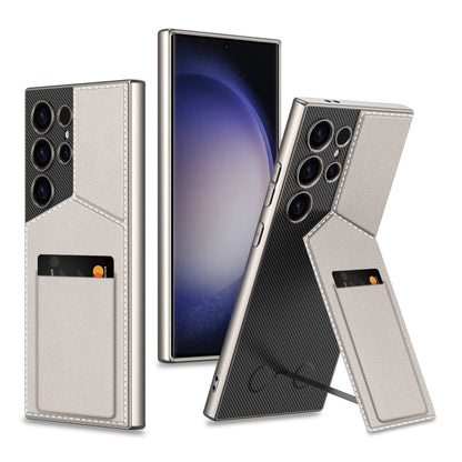 For Samsung Galaxy S23 Ultra 5G GKK Rotor Bracket Recessed Card Bag Full Coverage Phone Case(Grey) by GKK