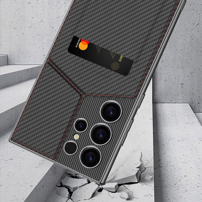 For Samsung Galaxy S23 Ultra 5G GKK Rotor Bracket Recessed Card Bag Full Coverage Phone Case(Carbon Fibre Texture) by GKK