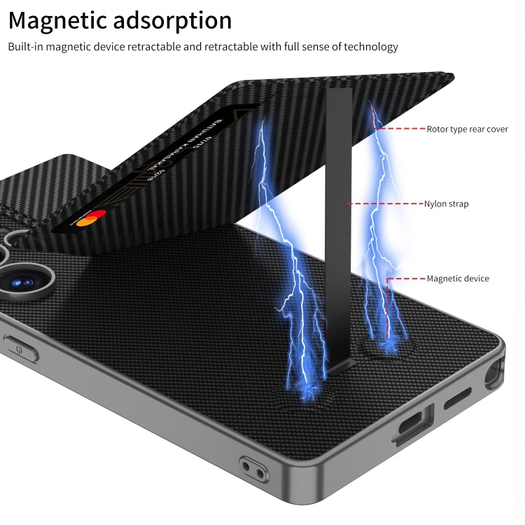 For Samsung Galaxy S25 Ultra 5G GKK Rotor Bracket Recessed Card Bag Full Coverage Phone Case(Carbon Fibre Texture) by GKK