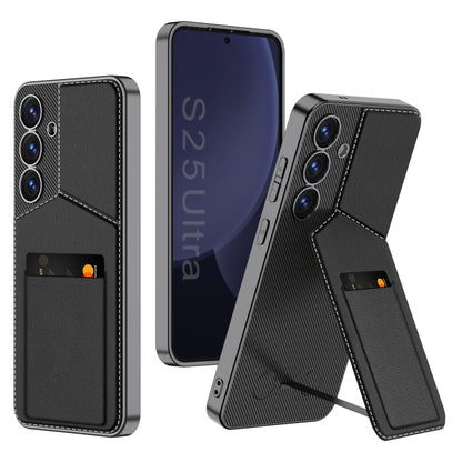 For Samsung Galaxy S25+ 5G GKK Rotor Bracket Recessed Card Bag Full Coverage Phone Case(Black) by GKK