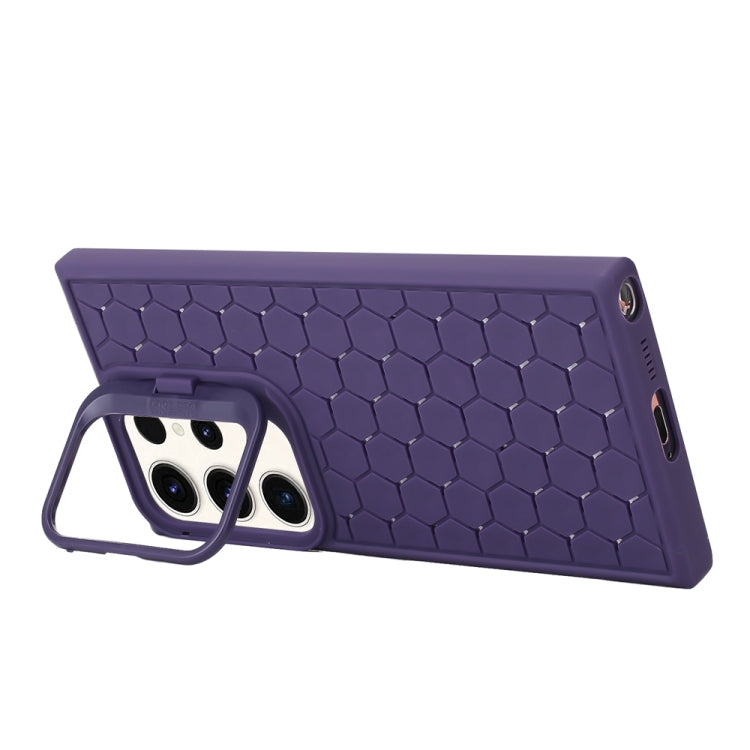 For Samsung Galaxy S24 Ultra 5G Honeycomb Radiating Lens Holder Magsafe Phone Case(Purple) - Galaxy S24 Ultra 5G Cases by buy2fix | Online Shopping UK | buy2fix