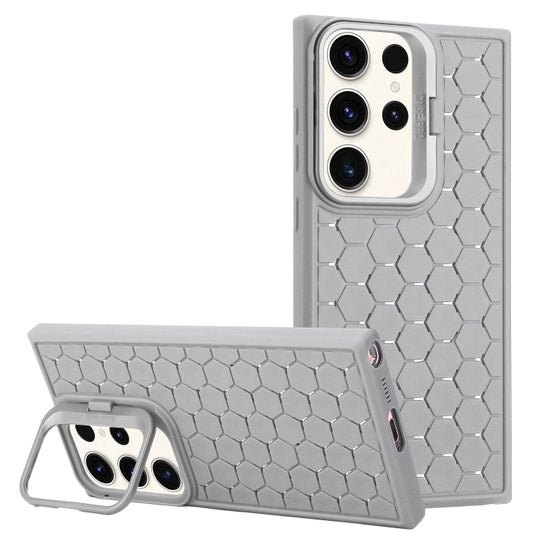 For Samsung Galaxy S24 Ultra 5G Honeycomb Radiating Lens Holder Magsafe Phone Case(Grey) - Galaxy S24 Ultra 5G Cases by buy2fix | Online Shopping UK | buy2fix