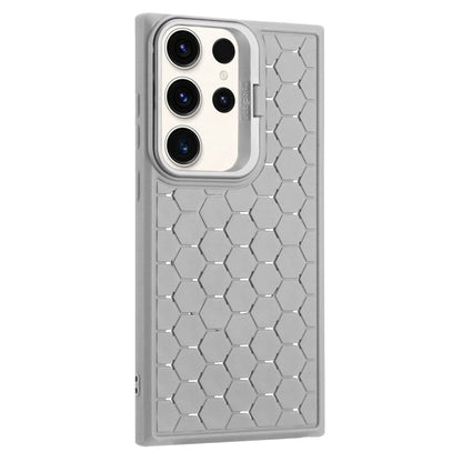 For Samsung Galaxy S24 Ultra 5G Honeycomb Radiating Lens Holder Magsafe Phone Case(Grey) - Galaxy S24 Ultra 5G Cases by buy2fix | Online Shopping UK | buy2fix