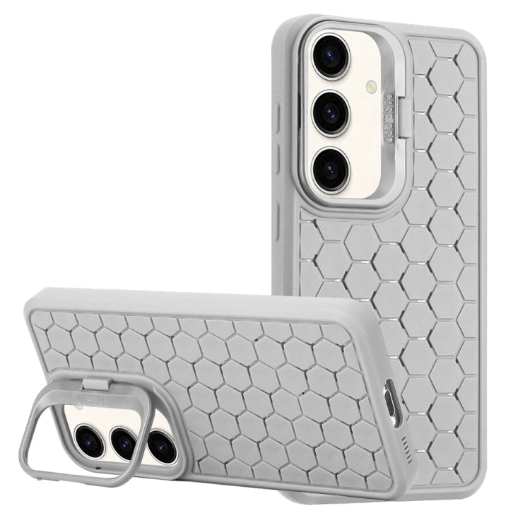 For Samsung Galaxy S24+ 5G Honeycomb Radiating Lens Holder Magsafe Phone Case(Grey) by buy2fix