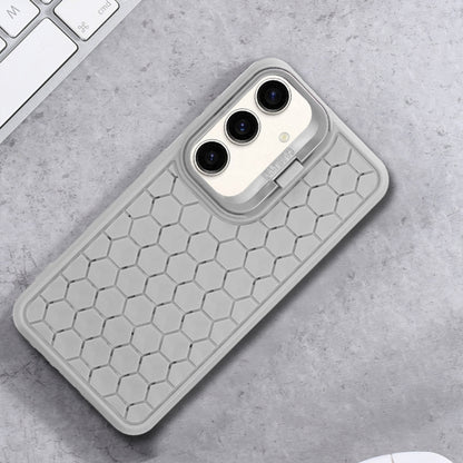 For Samsung Galaxy S24+ 5G Honeycomb Radiating Lens Holder Magsafe Phone Case(Grey) by buy2fix