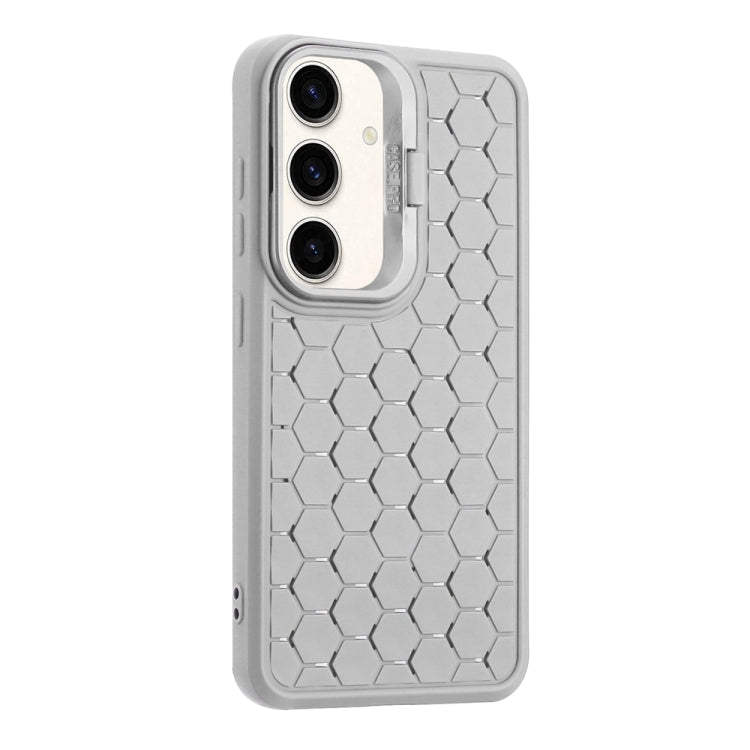 For Samsung Galaxy S24+ 5G Honeycomb Radiating Lens Holder Magsafe Phone Case(Grey) by buy2fix