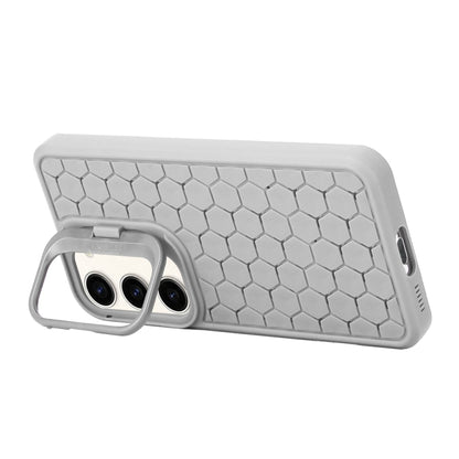 For Samsung Galaxy S24+ 5G Honeycomb Radiating Lens Holder Magsafe Phone Case(Grey) by buy2fix