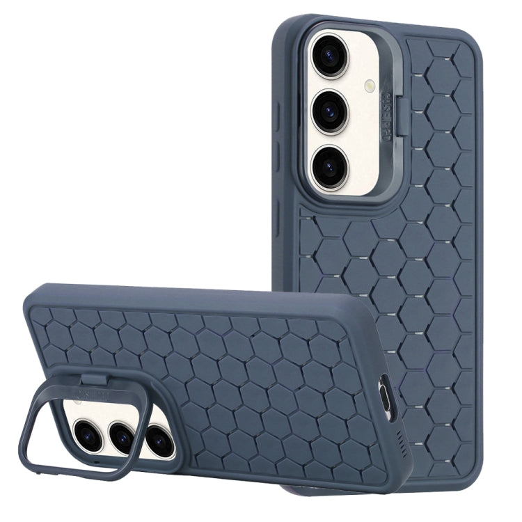 For Samsung Galaxy S24 5G Honeycomb Radiating Lens Holder Magsafe Phone Case(Blue) - Galaxy S24 5G Cases by buy2fix | Online Shopping UK | buy2fix