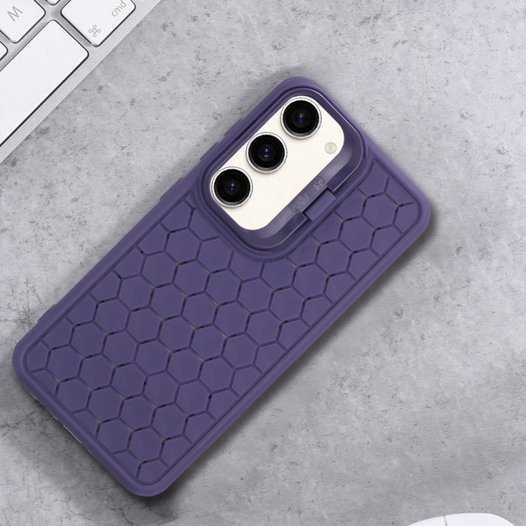 For Samsung Galaxy S23+ 5G Honeycomb Radiating Lens Holder Magsafe Phone Case(Purple) - Galaxy S23+ 5G Cases by buy2fix | Online Shopping UK | buy2fix