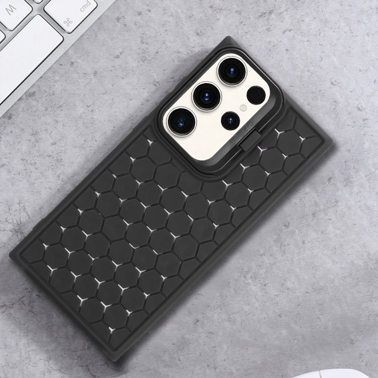 For Samsung Galaxy S23 Ultra 5G Honeycomb Radiating Lens Holder Magsafe Phone Case(Black) by buy2fix