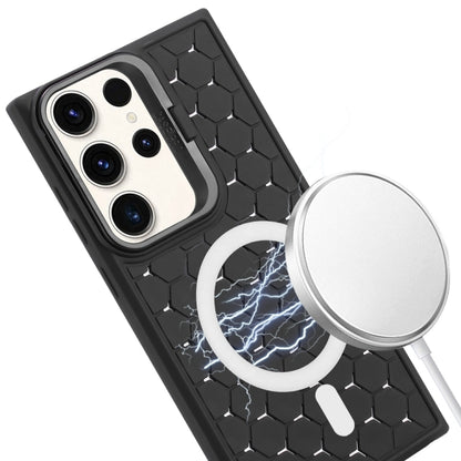 For Samsung Galaxy S23 Ultra 5G Honeycomb Radiating Lens Holder Magsafe Phone Case(Black) by buy2fix