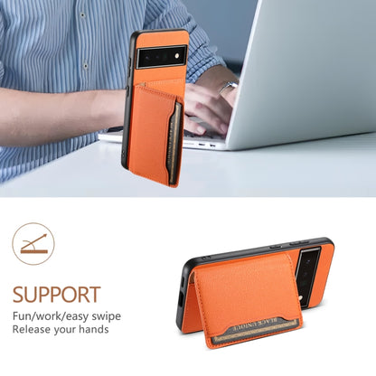 For Google Pixel 6 Pro Calf Texture Card Bag Design Full Coverage Phone Case(Orange) by buy2fix