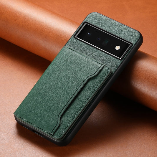 For Google Pixel 6 Pro Calf Texture Card Bag Design Full Coverage Phone Case(Green) by buy2fix