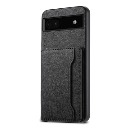 For Google Pixel 6a Calf Texture Card Bag Design Full Coverage Phone Case(Black) by buy2fix