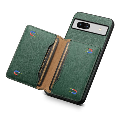 For Google Pixel 7a Calf Texture Card Bag Design Full Coverage Phone Case(Green) by buy2fix