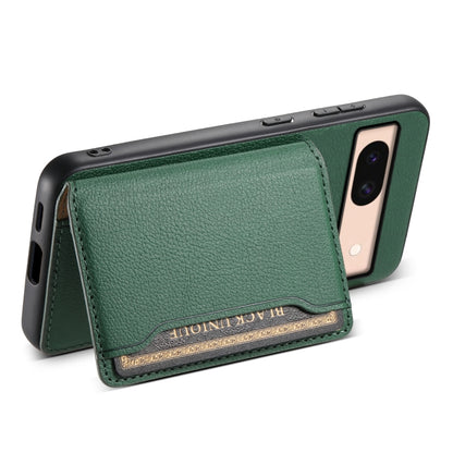 For Google Pixel 8a Calf Texture Card Bag Design Full Coverage Phone Case(Green) by buy2fix