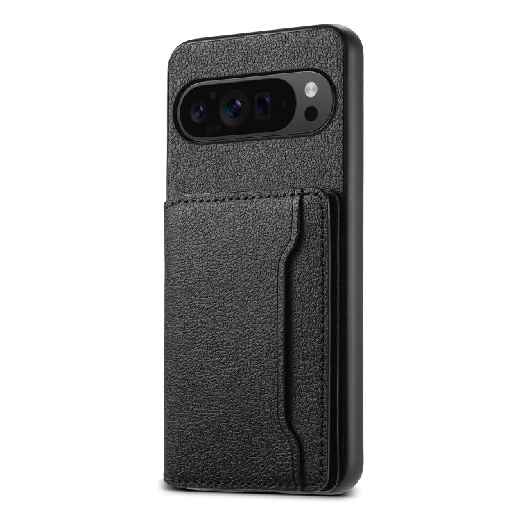 For Google Pixel 10 Pro / 10 Calf Texture Card Bag Design Full Coverage Phone Case(Black) - Google Cases by buy2fix | Online Shopping UK | buy2fix