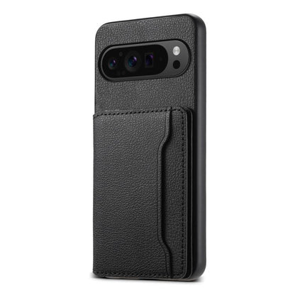 For Google Pixel 10 Pro / 10 Calf Texture Card Bag Design Full Coverage Phone Case(Black) - Google Cases by buy2fix | Online Shopping UK | buy2fix