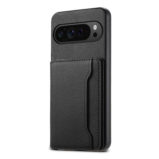 For Google Pixel 10 Pro / 10 Calf Texture Card Bag Design Full Coverage Phone Case(Black) - Google Cases by buy2fix | Online Shopping UK | buy2fix